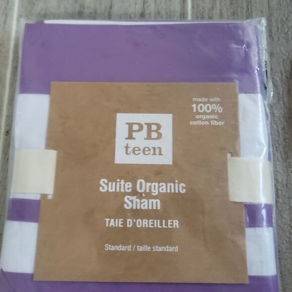 2x PB Teen Organic Purple & White Sham - Picture 4 of 7